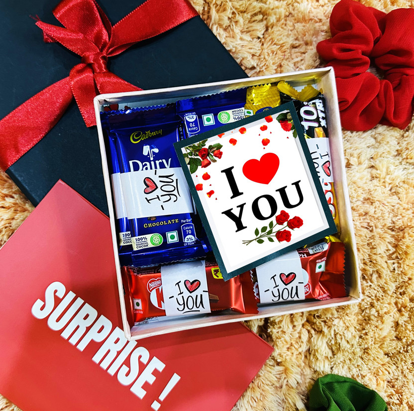 OddClick I LOVE YOU chocolate gift box for boyfriend girlfriend husband wife Paper Gift Box(Multicolor)