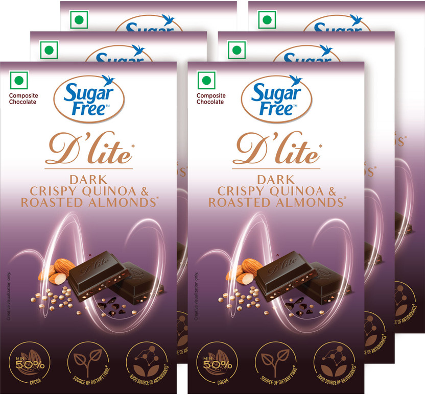 Sugar free Quinoa & Almonds Dark Chocolate Bar(6 x 40 g)