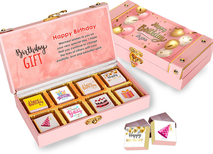 Chocoloony Handmade 8 pcs Assorted Milk Chocolate Wooden Gift Box For Birthday Gift Hamper Caramels(8 Units)
