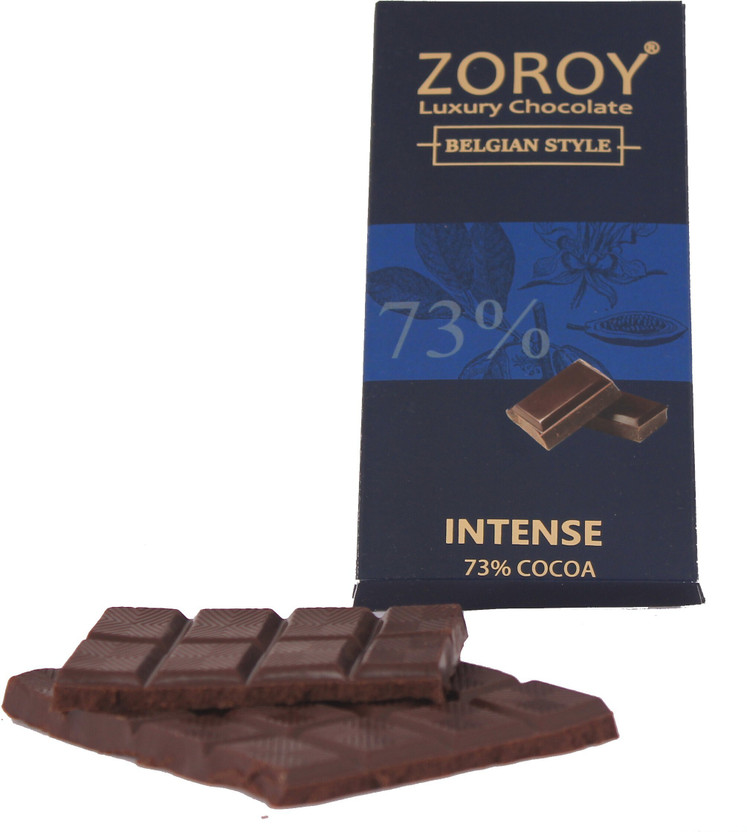 Zoroy Luxury Chocolate Pure Belgian Couverture 100gms Dark chocolate bar with 73% cocoa Bar(100 g)