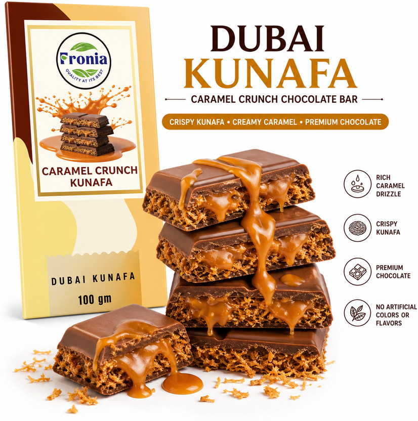 fronia Kunafa Dubai Chocolate Bar with Caramel Crunch Bar Gift Pack(100 g)