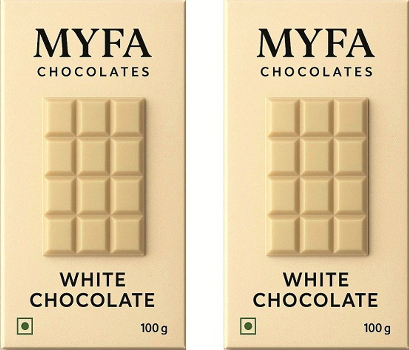 Myfa Chocolates Premium White Chocolate | Mouth Melting Creamy & Delicious Pack of 2 Bar Gift Pack(2 x 1 Units)