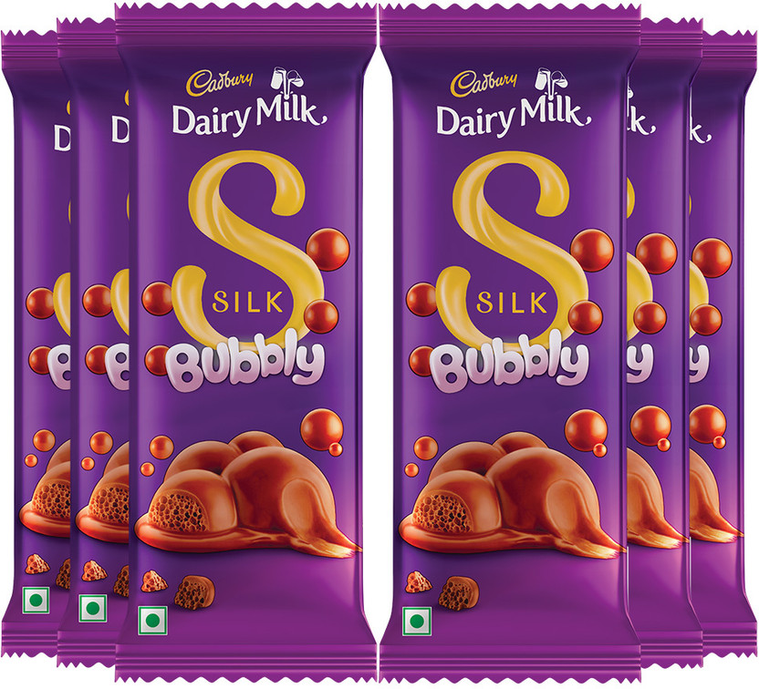 Cadbury Dairy Milk Silk Bubbly Chocolate Bars(5 x 55.2 g)