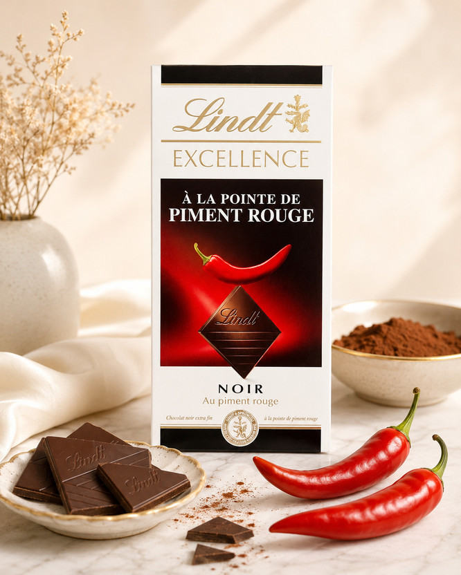 LINDT Excellence Chilli Dark Chocolate | Premium Swiss Gourmet Fun For Everyone Bar Gift Pack(100 g)