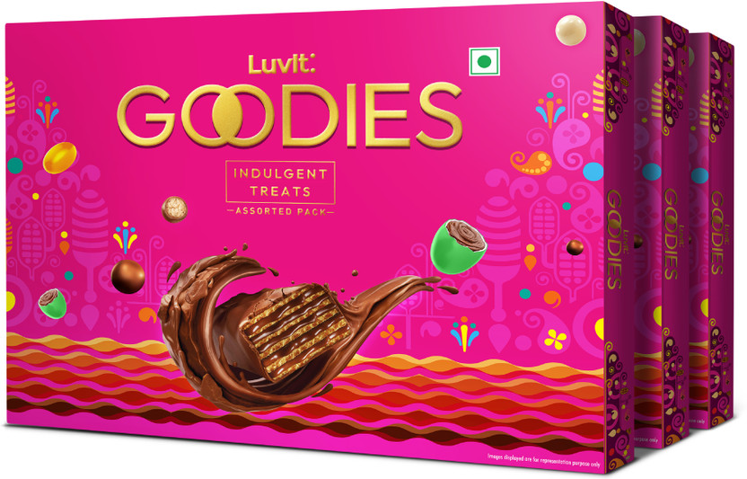 LuvIt Goodies Chocolates Treat Gift Pack | For Birthday, Rakhi, Diwali Occasions | Truffles Gift Pack(3 x 164.6 g)