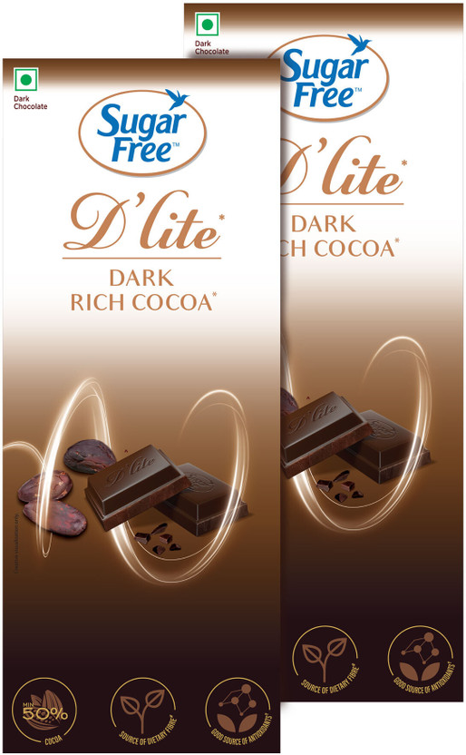 Sugarfree D'lite Rich Cocoa Dark Chocolate Bars(2 x 80 g)