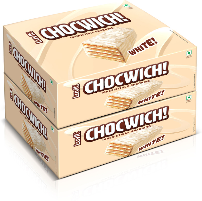 LuvIt Chocwich White with Crunchy Wafers Coated with the layers of rich White Chocolate Bars(2 x 290 g)