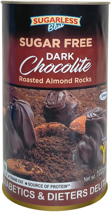 Sugarless Bliss Sugar Free Dark Chocolite- Roasted Almond Bars(250 g)