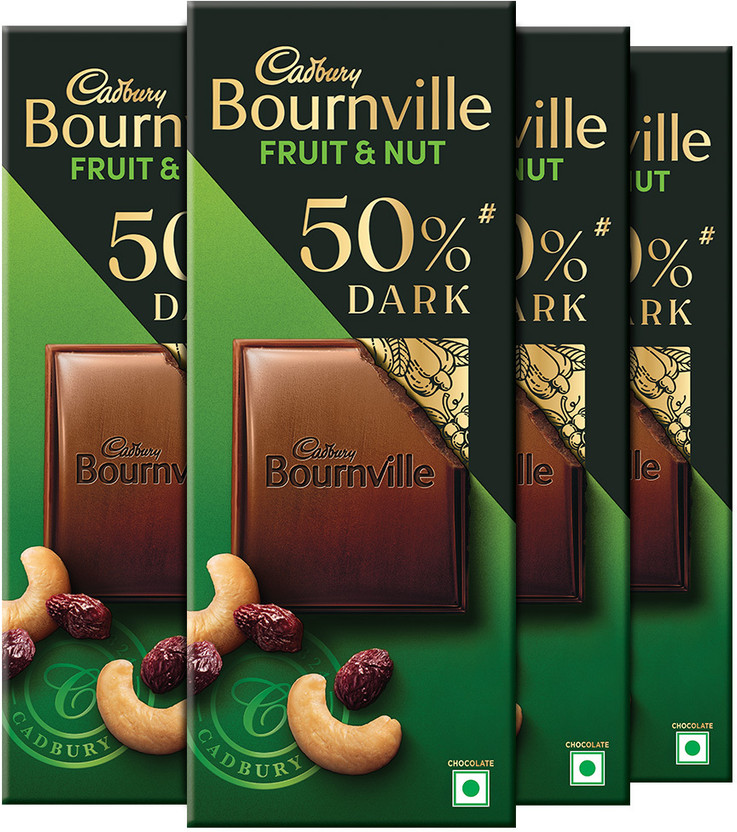 Cadbury Bournville Fruit & Nut 50% Dark Chocolate Bars(4 x 75 g)