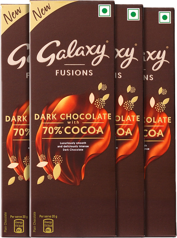 GALAXY Fusions Smooth Dark Chocolate Bar | Made with 70% Cocoa Bar(4 x 110 g)