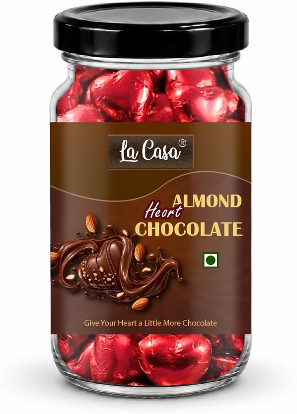 LaCasa Almond Heart Chocolate | Dryfruits Chocolate | Bites Gift Pack(100 g)