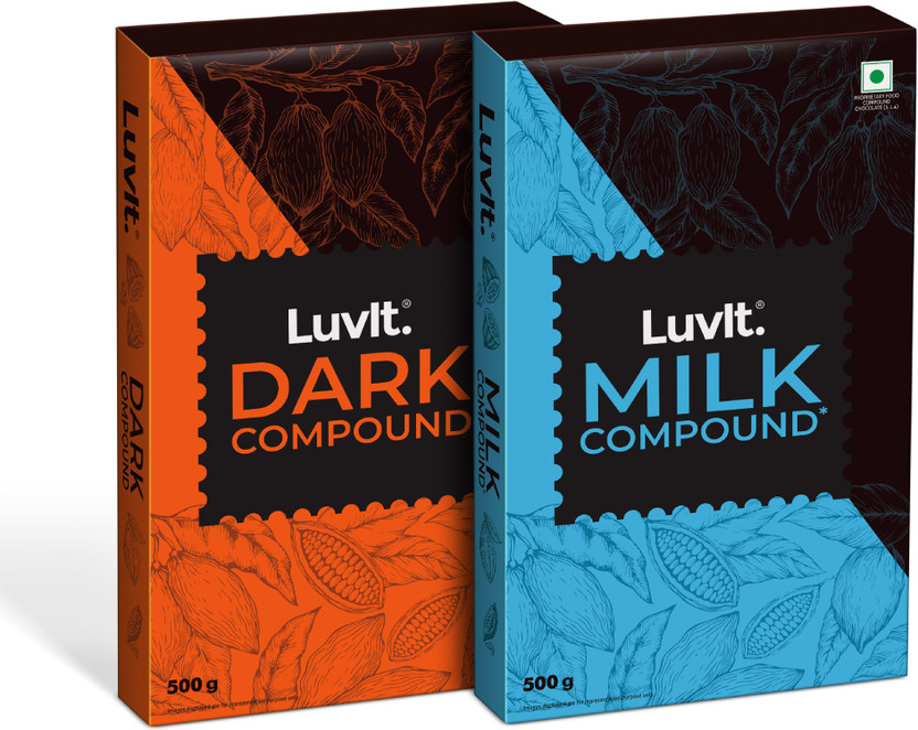 LuvIt Cocoa Crush - Milk & Dark Compound Bars | Perfect for Baking, Frosting, Chocolate Making Bars(2 x 500 g)