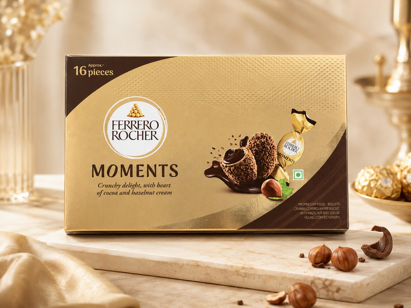 FERRERO ROCHER Moments Hazelnut Cocoa Wafer Bites | Premium Celebration & Gift Edition Truffles Gift Pack(92.8 g)