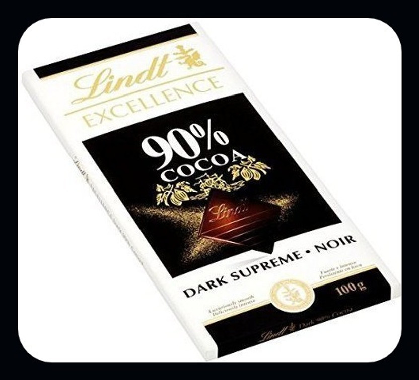 LINDT Excellence 90% Cocoa Dark Supreme Noir Chocolate Bar 100 Grams-A Bars(100 g)