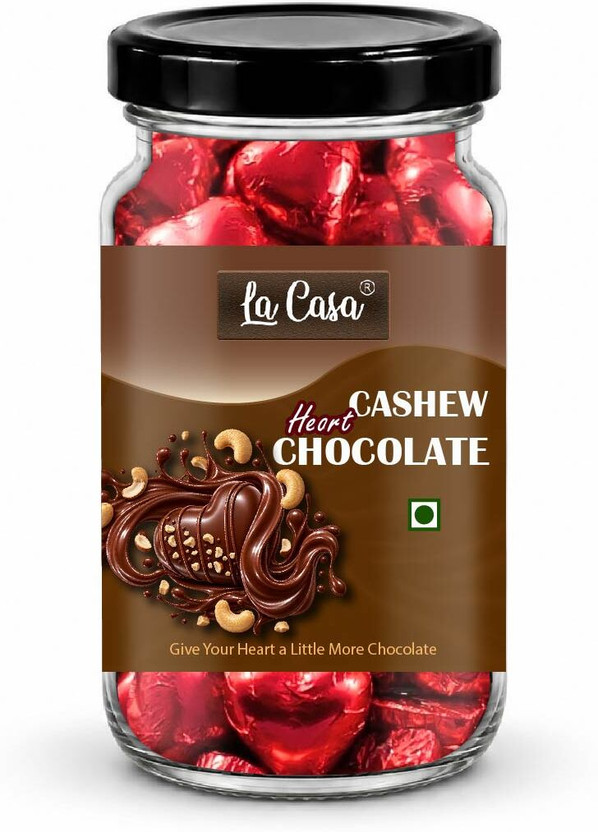 LaCasa Cashew Heart Chocolate | Dryfruits Chocolate | Bites Gift Pack(100 g)