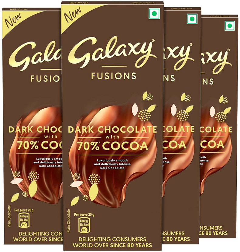 GALAXY Fusions Smooth Dark Chocolate Bar | Made with 70% Cocoa Bars(4 x 110 g)