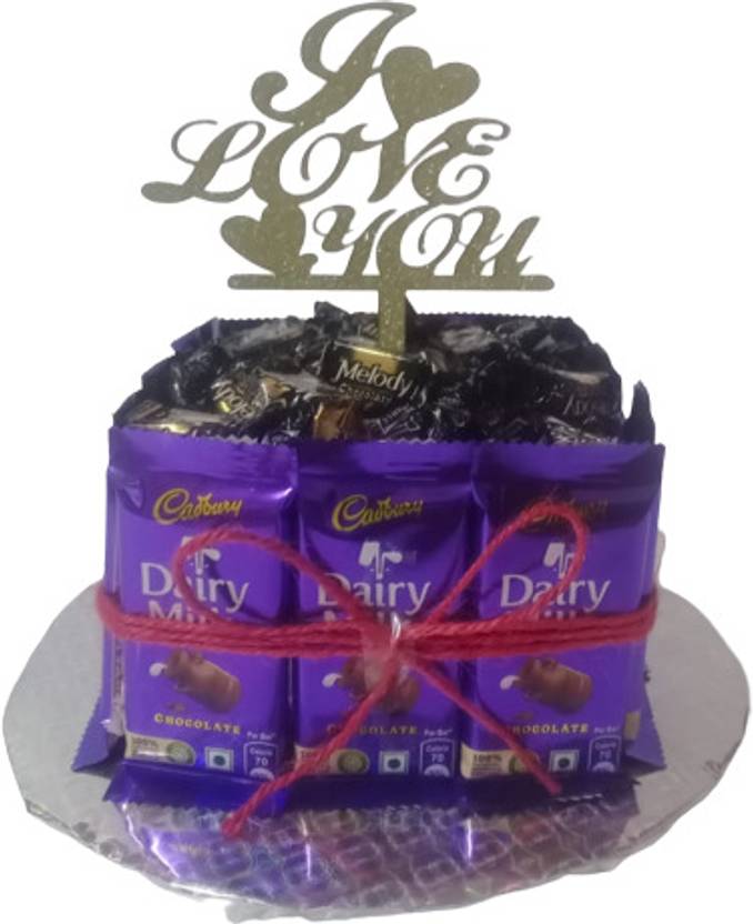 Cadbury Dairy Milk Chocolates with Melody Candy & I Love You Cake