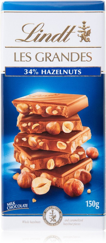 LINDT LES GRANDES 34% Hazelnuts Milk Chocolate (IMPORTED) Bar(150 g)