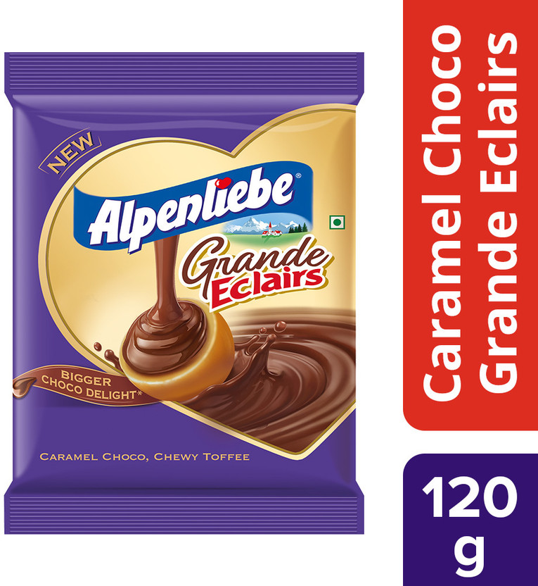 Alpenliebe Grande Eclairs Caramel Choco, Chewy Toffee Chocolate Candy(120 g)