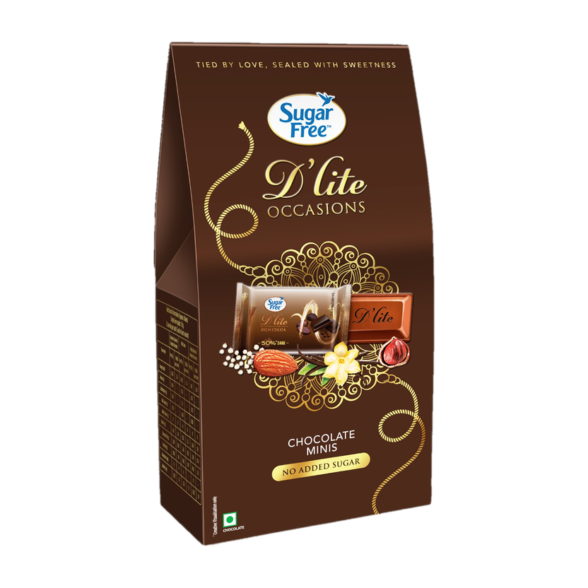 Sugar free D'Lite Chocolate Minis, Festive Celebration Gift Box Bites Gift Pack(150 g)