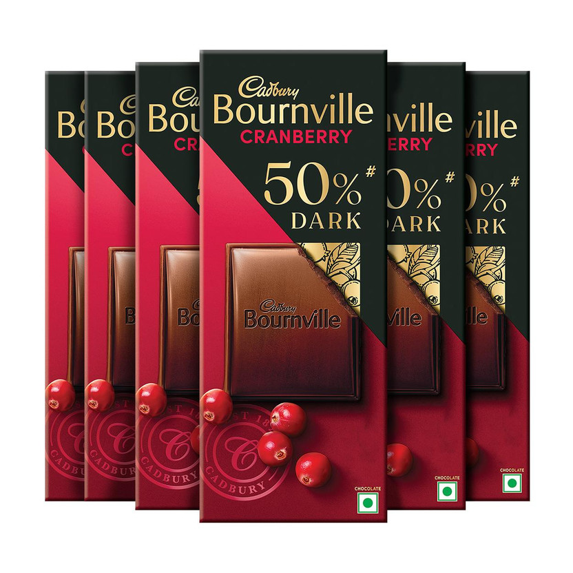 Cadbury Bournville Cranberry 50% Dark Chocolate Bar(6 x 78 g)