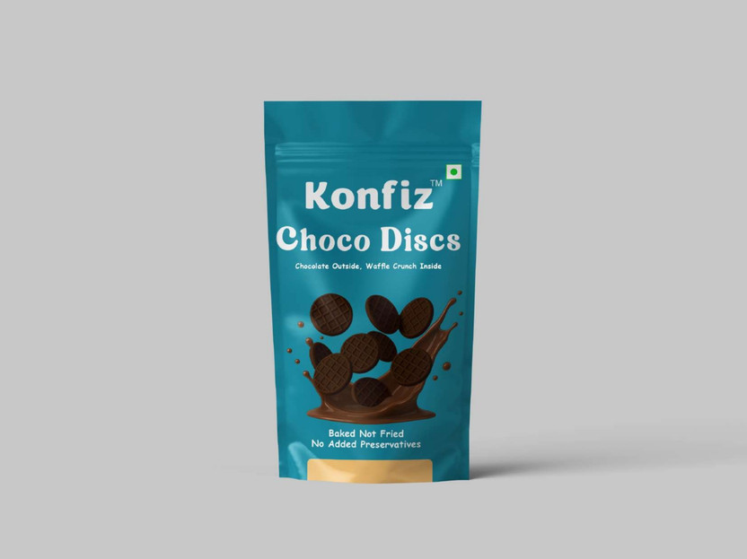 KONFIZ Choco Discs | Chocolate Dipped Wafer Cookies | Classic Choco Bites(65 g)