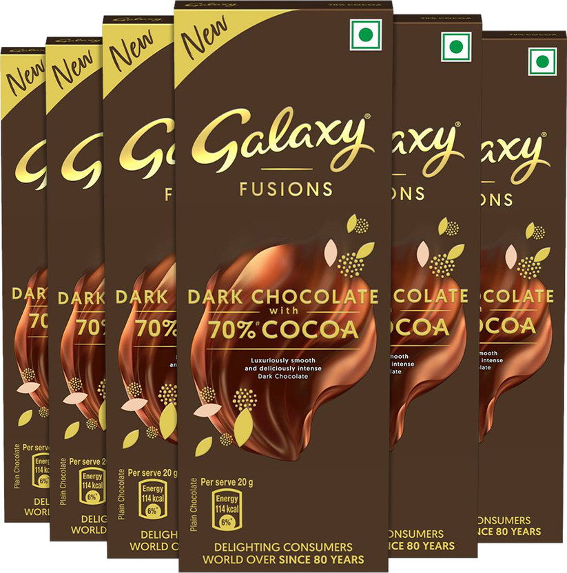 GALAXY Fusions Smooth Dark Chocolate Bar | Made with 70% Cocoa Bars(6 x 56 g)