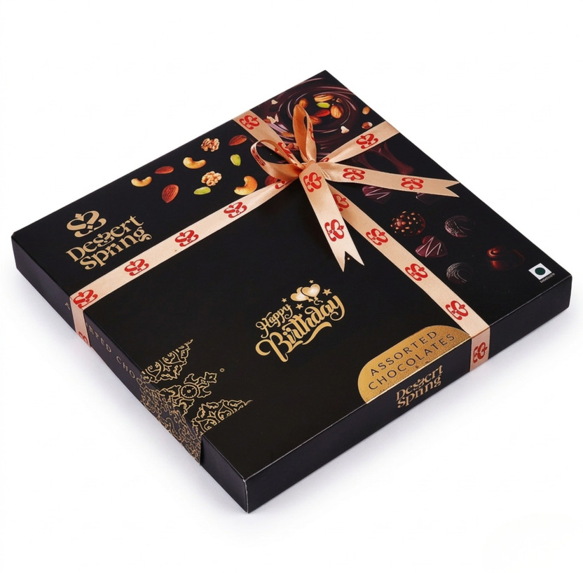 Dessertspring MESSAGE BOX - BLACK - BIRTHDAY - GIFT HAMPER CHOCOLATE GIFT PACK 185g Bites(185 g)