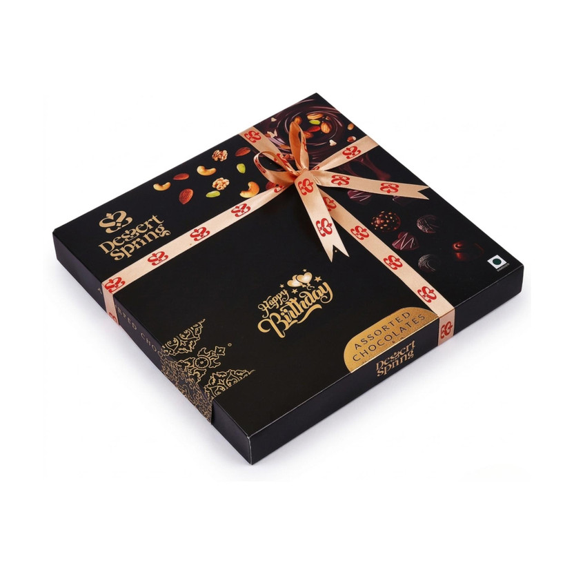 Dessertspring MESSAGE BOX - BLACK - BIRTHDAY - GIFT HAMPER CHOCOLATE GIFT PACK 185g Bites(185 g)