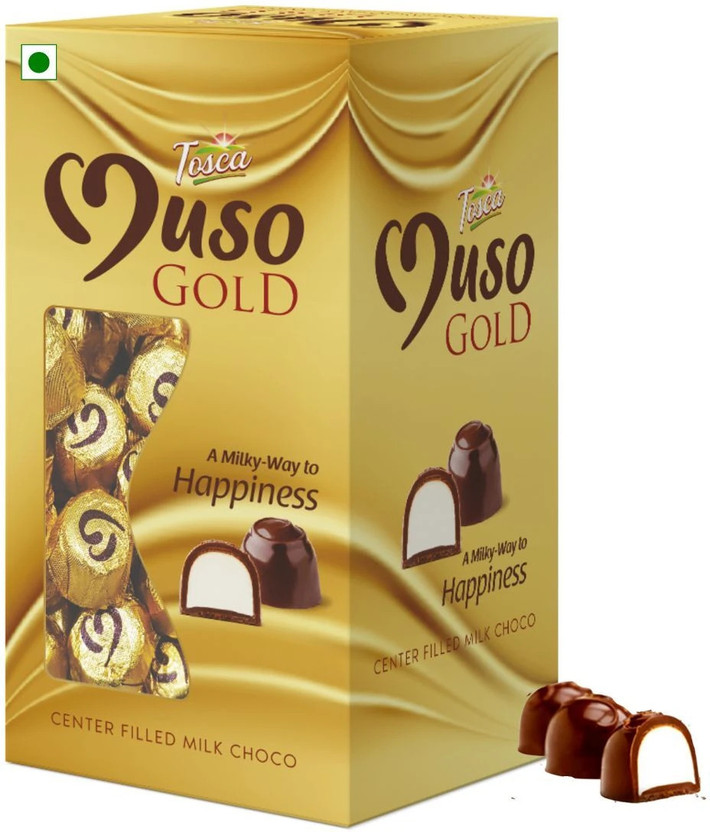 Tosca Tosca Muso Gold Chocolate- Center Filled Milk (60 pcs in a Box) Fudge(300 g) - Flipkart Deal