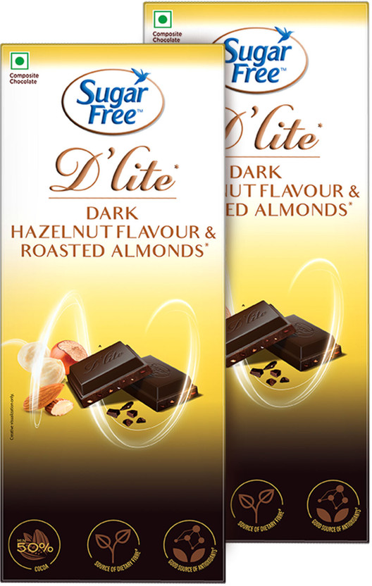 Sugar free Hazlenut & Almonds Dark Chocolate Bar(2 x 80 g)