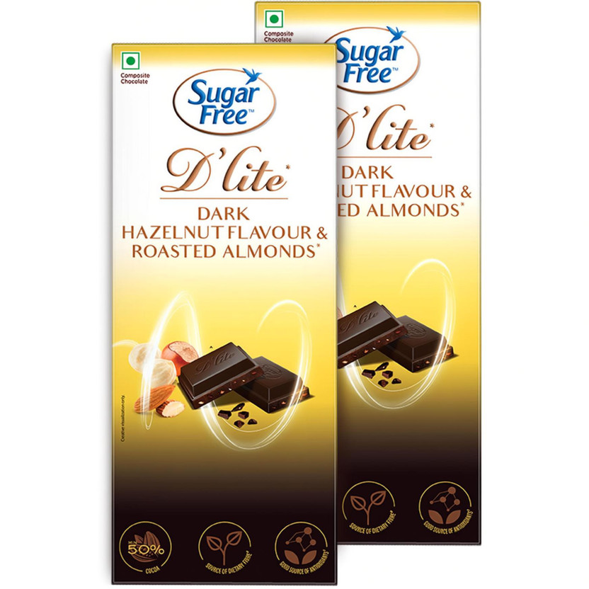 Sugar free Hazlenut & Almonds Dark Chocolate Bar(2 x 80 g)