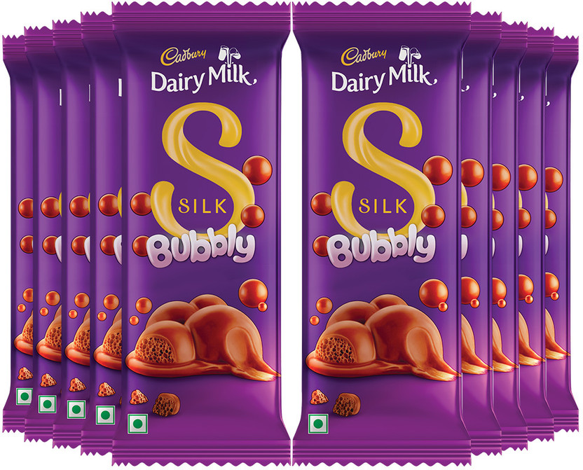 Cadbury Dairy Milk Silk Bubbly Chocolate Bar Gift Pack(10 x 46 g)