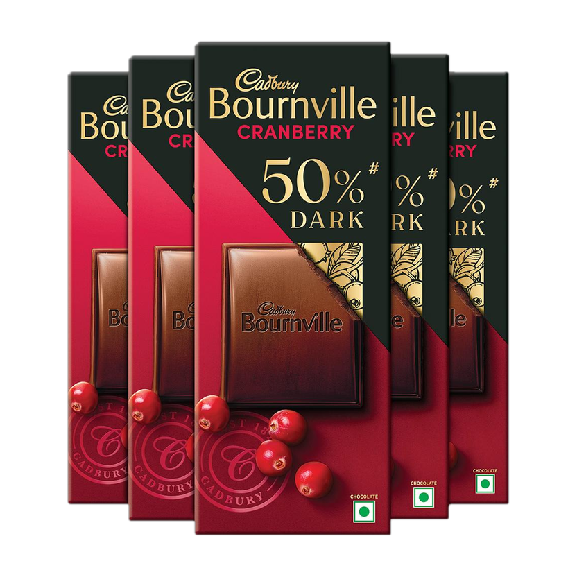 Cadbury Bournville Cranberry 50% Dark Chocolate Bar(5 x 78 g)