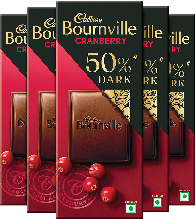 Cadbury Bournville Cranberry 50% Dark Chocolate Bars(5 x 78 g)