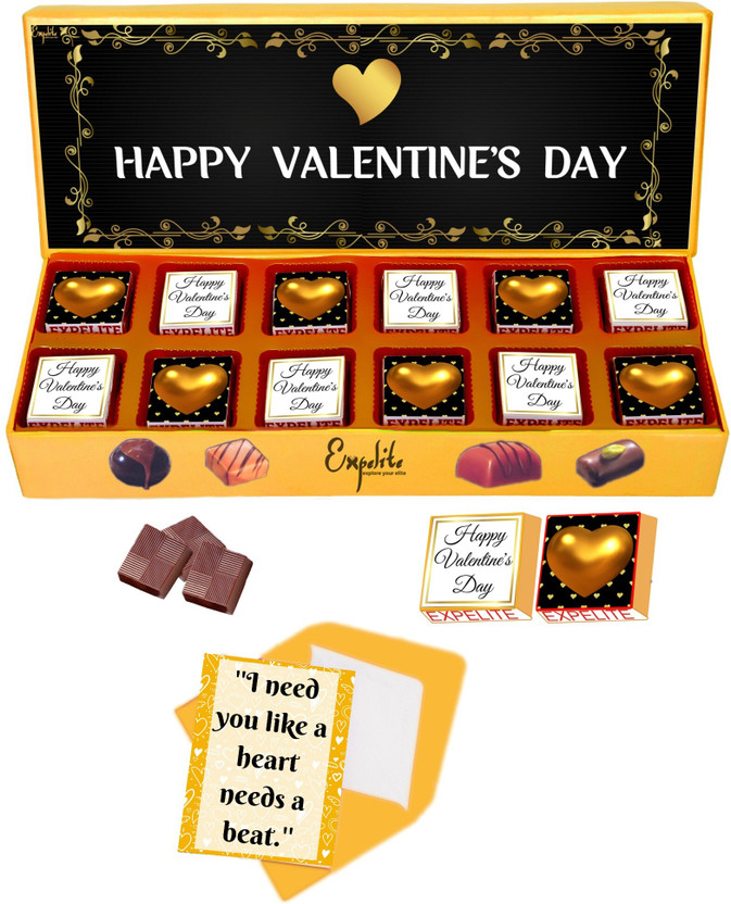 Expelite Valentine Day Gift For Husband 12 Chocolates, Valentine Day Chocolate Gift For Him Bar Gift Pack(12 Units)