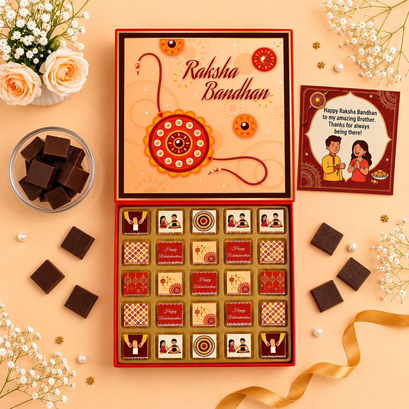 Expelite Rakhi chocolate Box -25 pieces Unique Rakhi Gifts Online India Bars, Bites Gift Pack(25 Units)