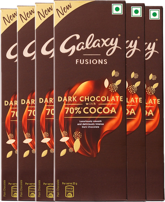 GALAXY Fusions Smooth Dark Chocolate Bar | Made with 70% Cocoa Bar(6 x 56 g)