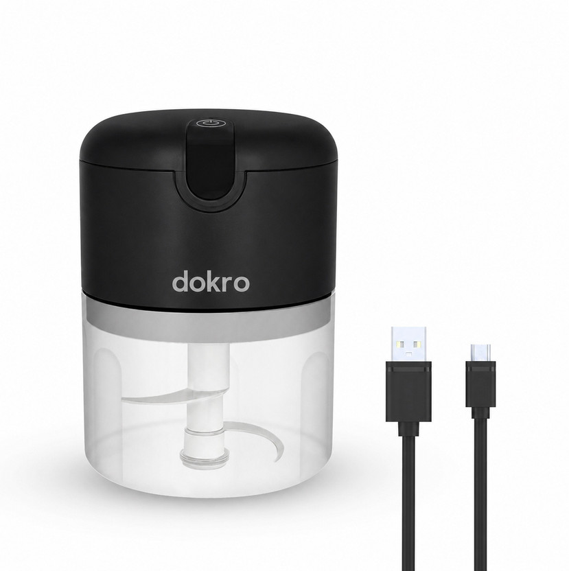dokro by dokro Rechargeable Mini Electric Chopper, 250 ml Bowl, Stainless Steel Blades, Electric Vegetable & Fruit Chopper(1 chopper)