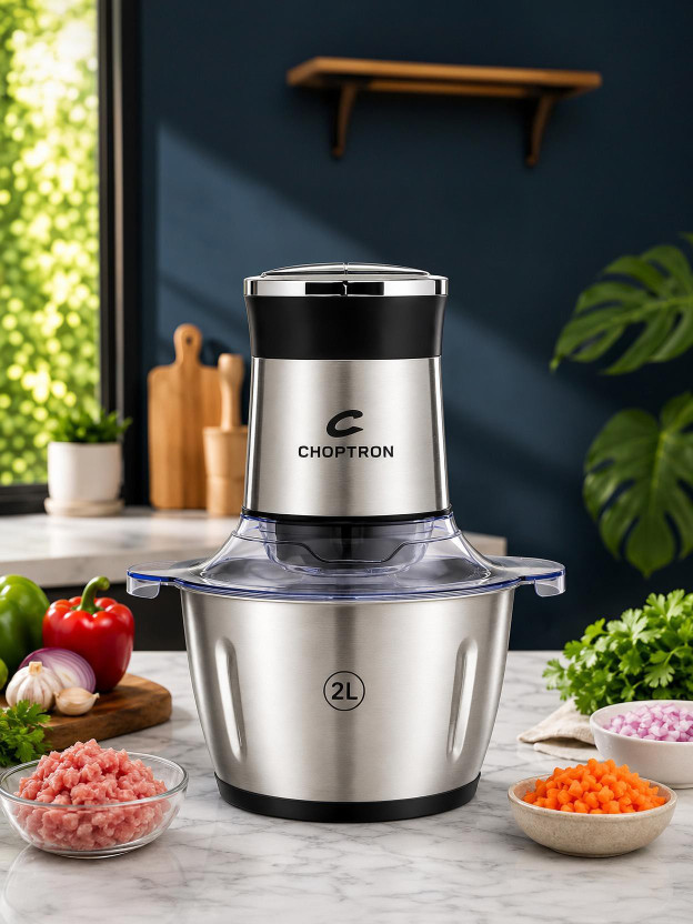 CHOPTRON 2L Electric Food Chopper with Stainless Steel Bowl for Vegetables, Meat & Nuts Electric Vegetable & Fruit Chopper(1 CHOPPER)