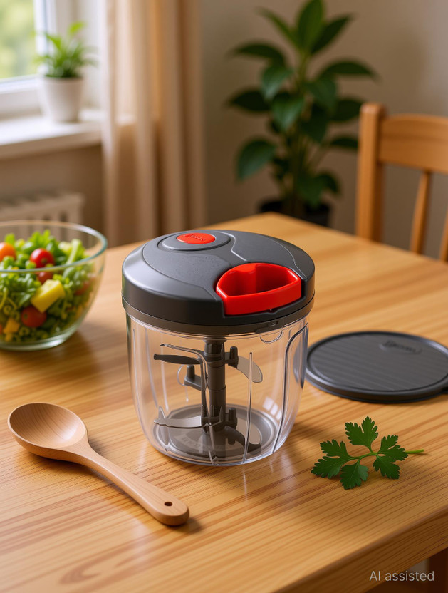 DDecora 1000 ml with 5 stainles steel powerful blade , new handy quick XL chopper Vegetable & Fruit Chopper(1)
