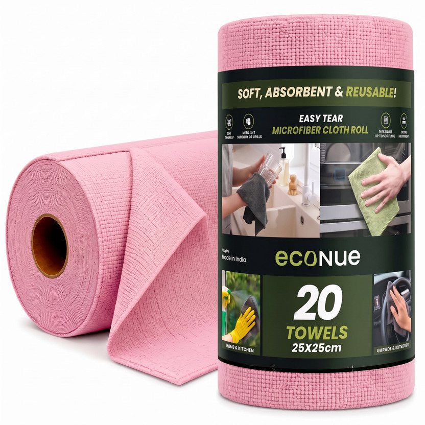 ecoNue ecoNue Reusable Microfiber Cleaning Cloth Roll for Kitchen Wipes & Car Cleaning, Pink Wet and Dry Microfiber Cleaning Cloth - Flipkart Deal