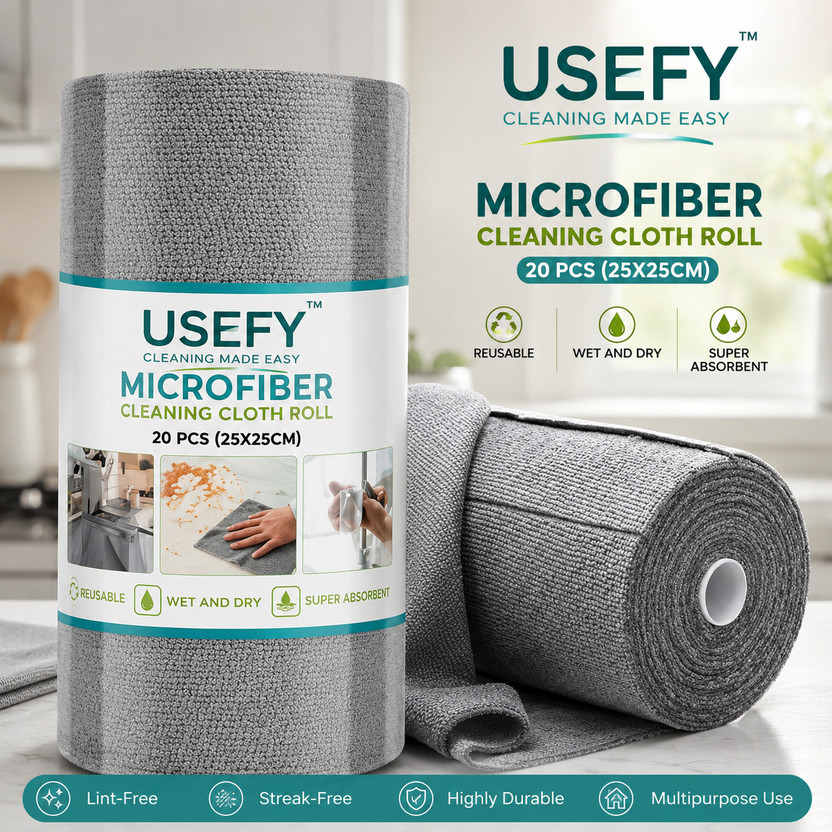 USEFY USEFY Microfiber Cleaning Cloth Roll Reusable, Washable Paper Towels, Kitchen and Car Wet and Dry Microfiber Cleaning Cloth - Flipkart Deal