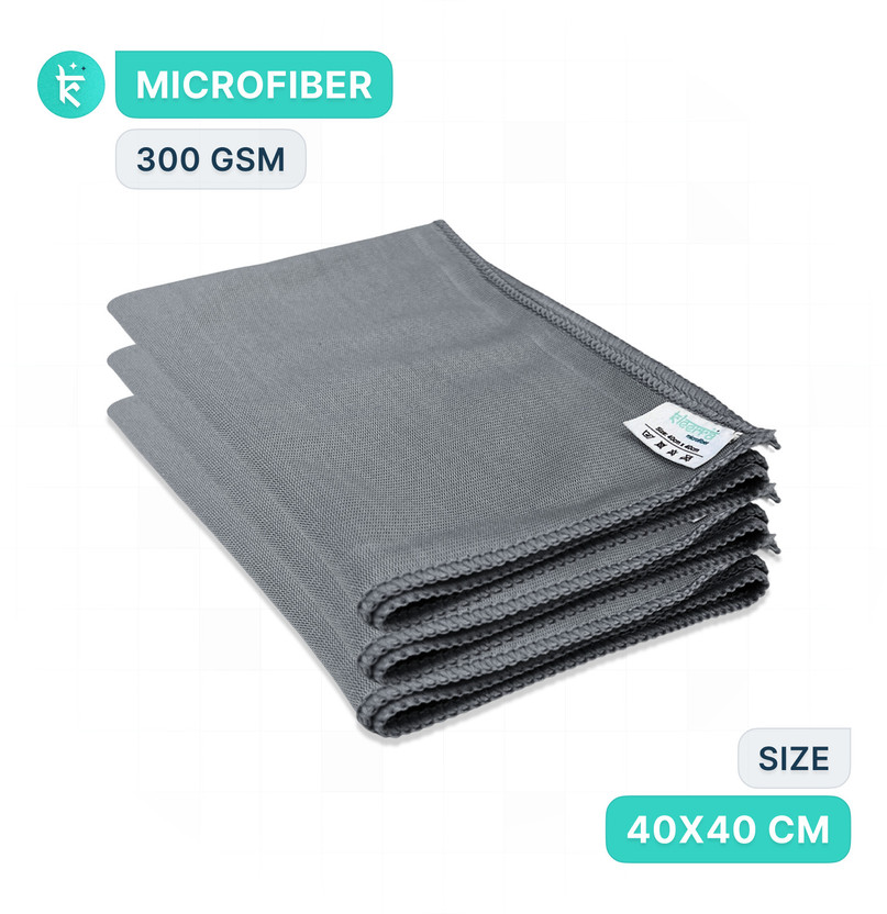 Kleerra Microfiber Glass Cleaning Cloths by Panverra, 40x40cm, 300 GSM Wet and Dry Microfiber Cleaning Cloth(3 Units)