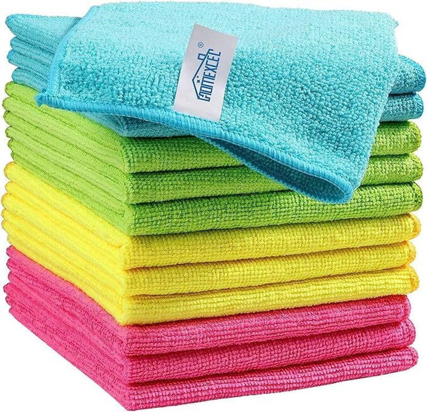 SHOWSTOPPER Kitchen Cleaning Cloths and Wipes | Dusting Cloth for Home Cleaning 4 Color Dry Microfiber Cleaning Cloth(12 Units)