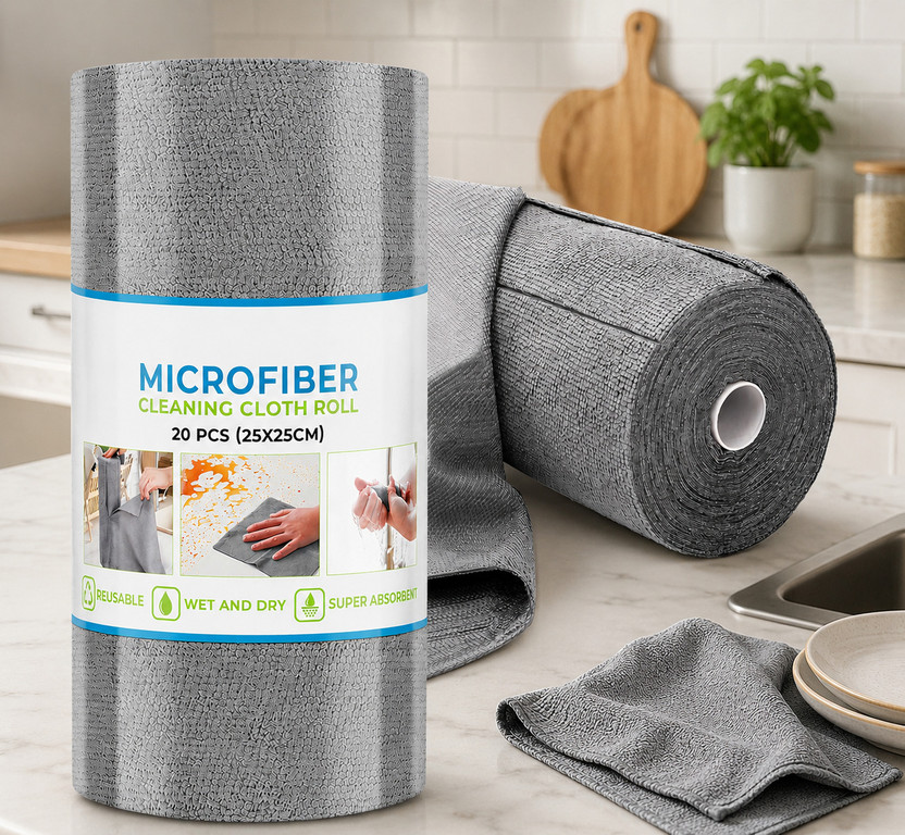 AJDK AJDK MART Microfiber Cloth Roll Pack of 20 Reusable Washable Kitchen Cleaning Wipes Wet and Dry Microfiber Cleaning Cloth(20 Units) - Flipkart Deal