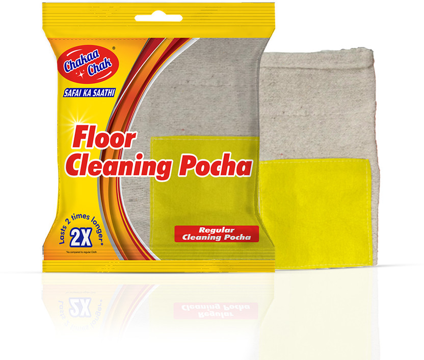 Chakaachak Floor Pocha For Regular -100% For Absorption Wet and Dry Cotton Cleaning Cloth(2 Units)