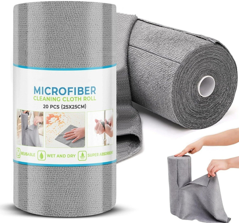 ROBKIN ROBKIN Kitchen Cleaning Cloth Roll Home, Car, Glass, Surface 25*25 Reusable Washable Wet and Dry Microfiber Cleaning Cloth(20 Units) - Flipkart Deal