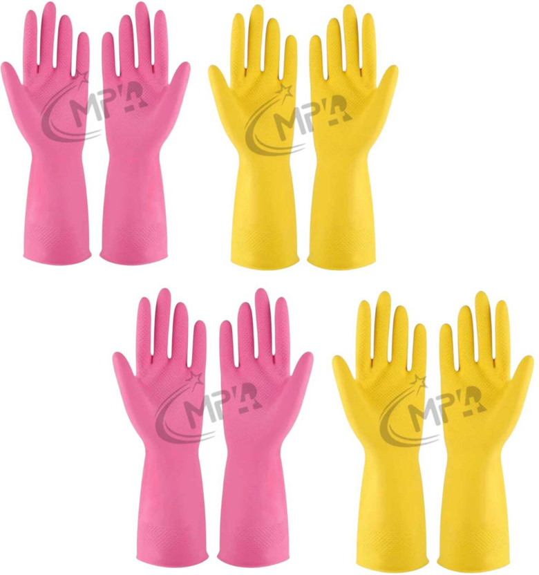 MPR4 Dishwashing Gloves, Reusable Kitchen,Household and Industrial Cleaning Gloves Wet and Dry Glove Set(Free Size Pack of 4)