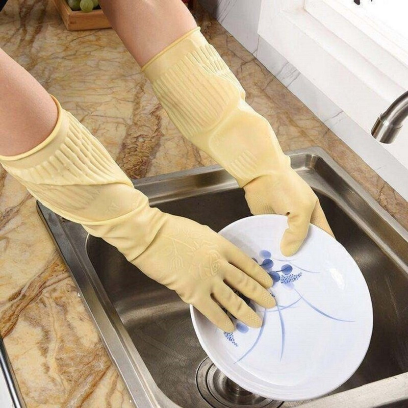 Masox Masox Store Long Sleeve Household Cleaning Gloves Reusable Rubber Kitchen Daily Use Wet and Dry Glove(Large) - Flipkart Deal